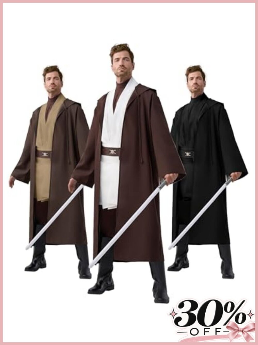 Men's Medieval Knight Tunic Hooded Robe Costume Set Polyester Halloween